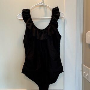 Ruffled Black One Piece | Kona Sol | Size L